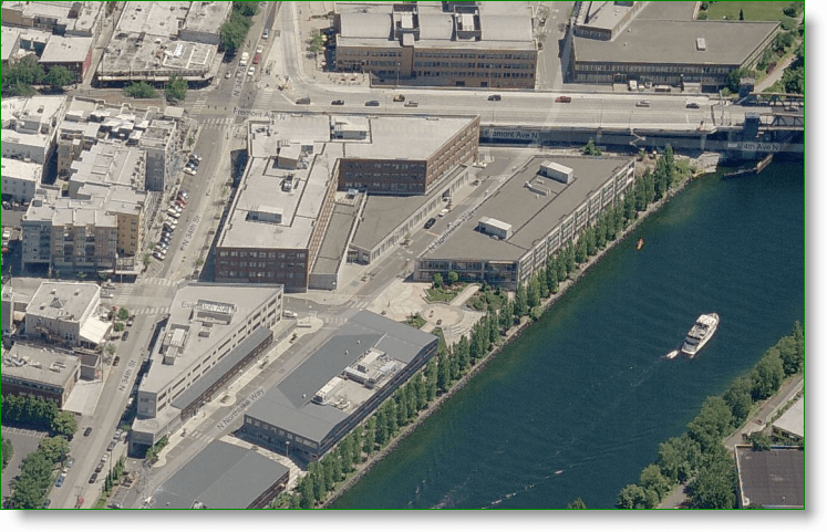 Vista aérea do Bing Maps - sede do Google em Seattle - Fremont Wa