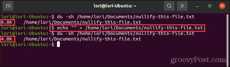 Usando o comando echo com aspas vazias no Linux