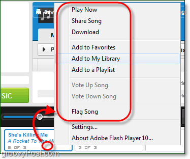 adicione uma música individual à sua biblioteca de músicas do Grooveshark