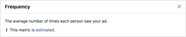Métrica de frequência de anúncios do Facebook.
