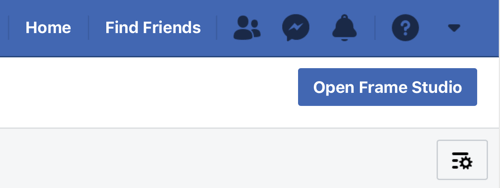 Como promover seu evento ao vivo no Facebook, passo 1, opção Open Frame Studio no Facebook