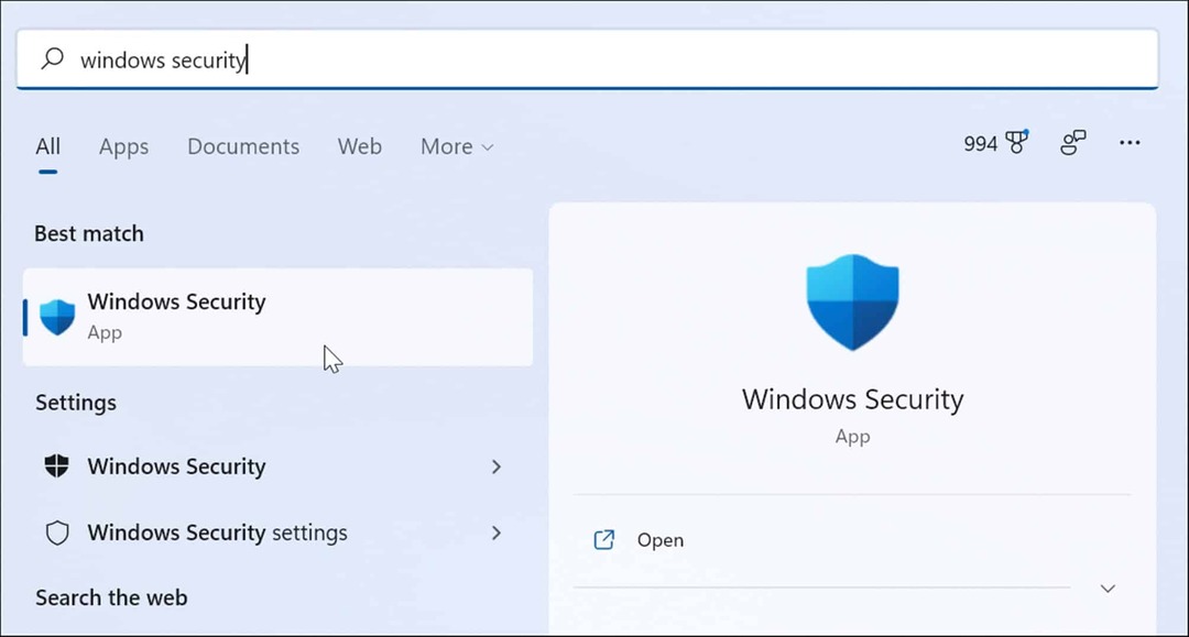 Iniciar aplicativo de segurança do Windows