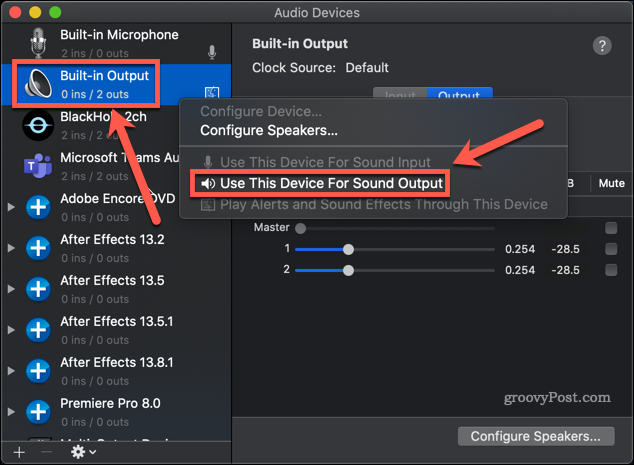 redefinir áudio interno mac