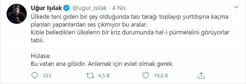 Uğur Işılak palavras como tapa a empregados de calúnia Turquia