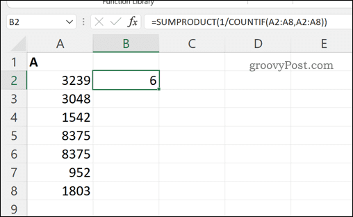 Calculando o número total de valores exclusivos em um intervalo de células no Excel