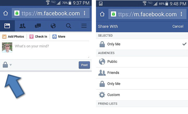 configurações de privacidade do facebook