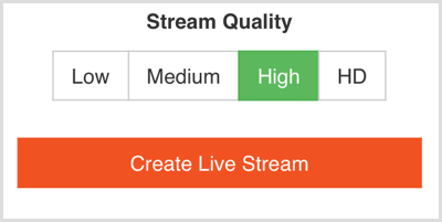 Escolha a qualidade da transmissão ao vivo no Switcher Go.