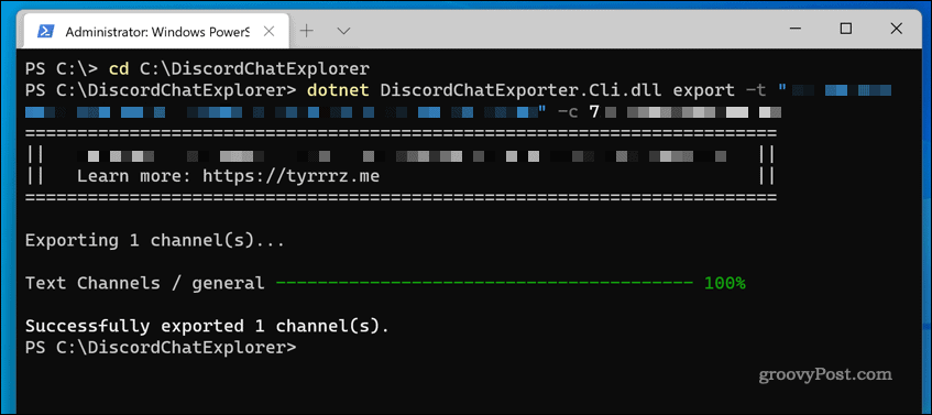 DiscordChatExplorer no Windows 11 sendo usado para baixar um log de bate-papo do servidor