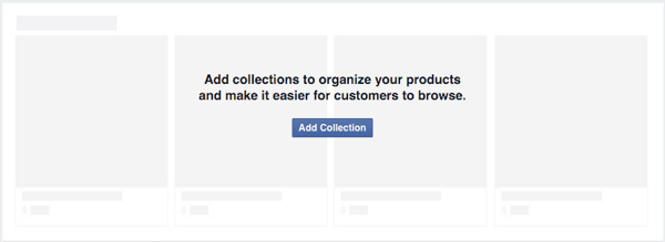 adicione coleção para organizar os produtos da loja do Facebook