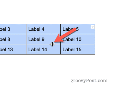Redimensionando uma tabela no Google Docs