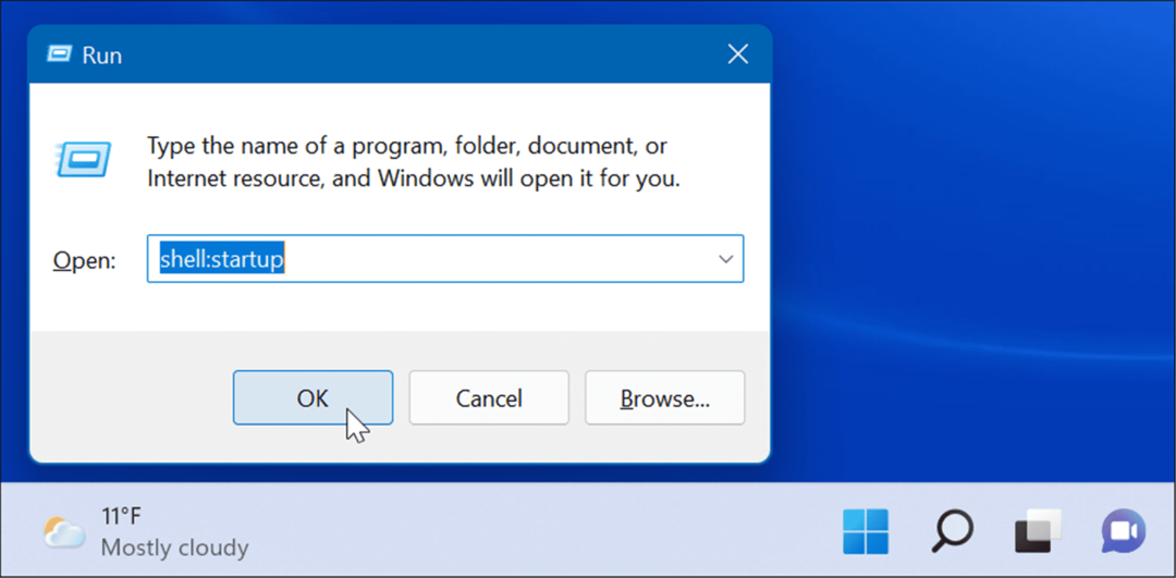 aplicativos de inicialização shell-startup durante a inicialização no Windows 11