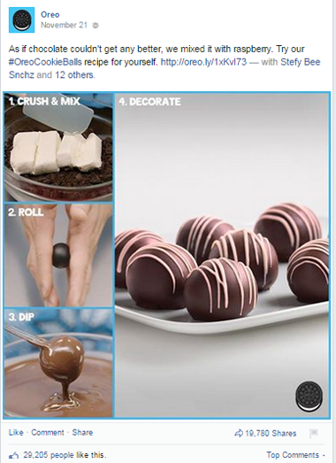 publicação de receita oreo no Facebook