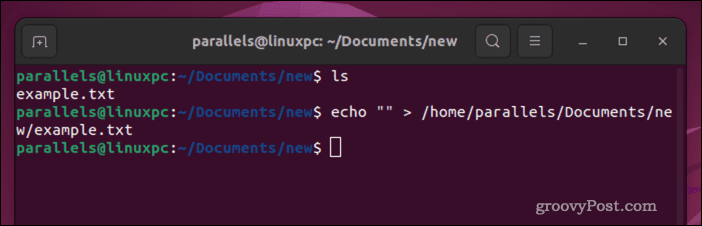 Esvazie um arquivo Linux usando echo