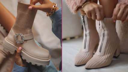 Tendências de calçados outono-inverno 2020-2021: botas de malha