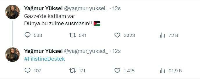 Yağmur Yüksel Compartilhando apoio à Palestina