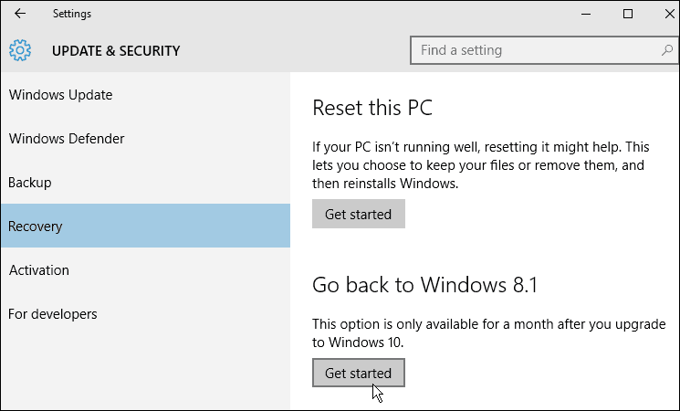 recuperação Windows 10