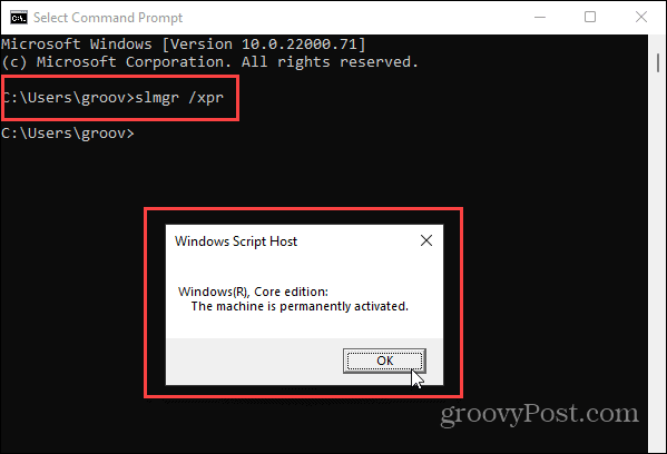 Prompt de comando do Windows 11 Activataion