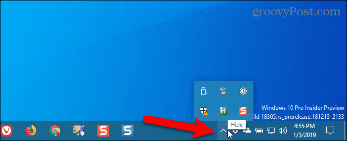Verifique o Chrome na bandeja do sistema do Windows