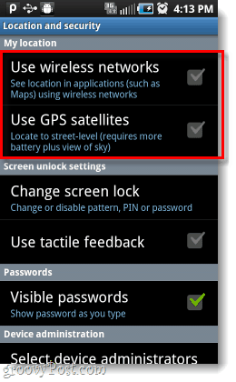 Android usar minhas redes sem fio satélites GPS
