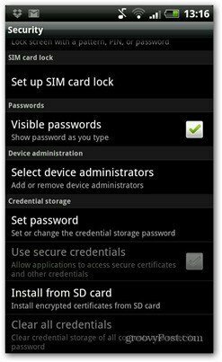 código PIN Android configurado bloqueio do cartão SIM