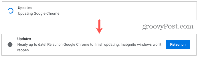 Atualizando e reiniciando o Google Chrome