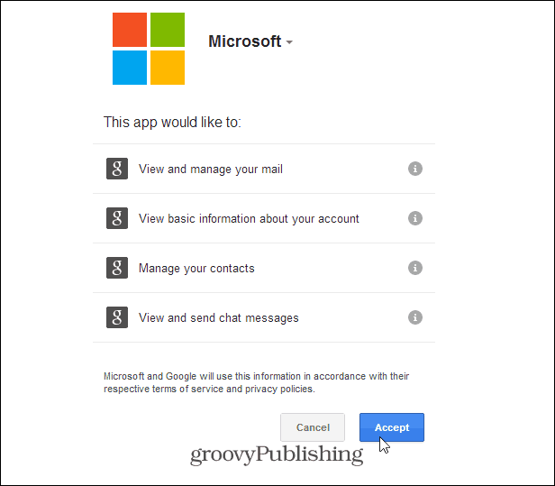 Permitir permissão da Microsoft
