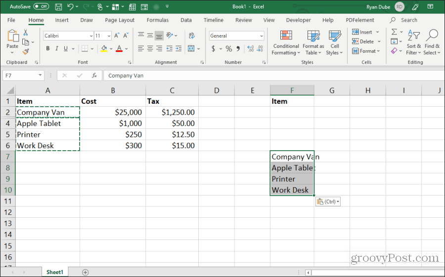 colando células visíveis no excel