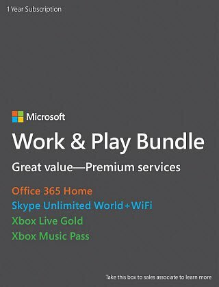 Pacote de Serviços e Assinaturas da Microsoft Work & Play $ 199