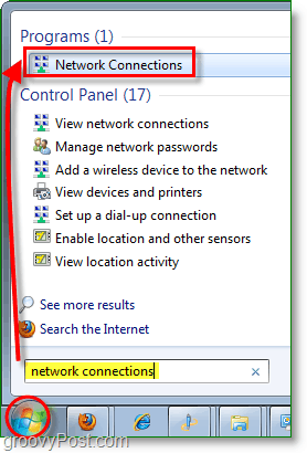 abra o diálogo de conexões de rede no windows 7