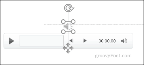 Controles de reprodução para um arquivo de áudio do PowerPoint