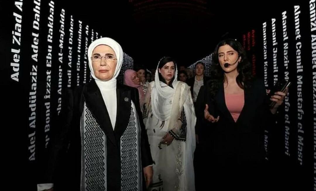 A primeira-dama Erdoğan visitou a exposição 'Gaza: Resistindo à Humanidade' com as esposas dos líderes!