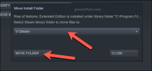 Botão Steam Move Folder