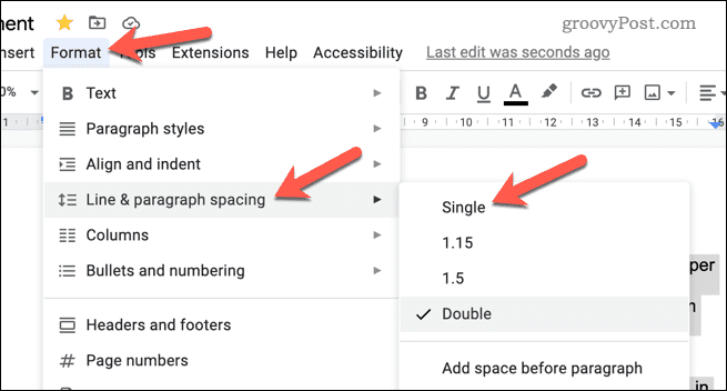 Definir espaçamento entre linhas simples no Google Docs
