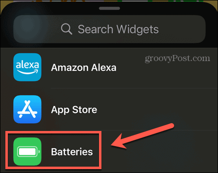 widget de inserir baterias do iphone