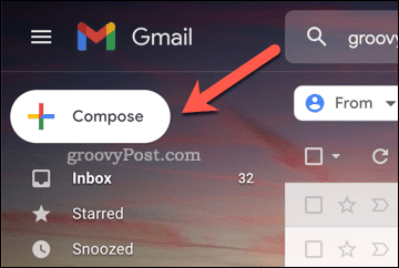 O botão Escrever do Gmail