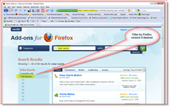 Filtrar resultados da pesquisa de complementos do Firefox