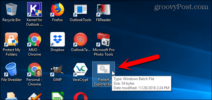 Executar um arquivo em lotes na área de trabalho do Windows 10