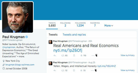 perfil do twitter de paul krugman