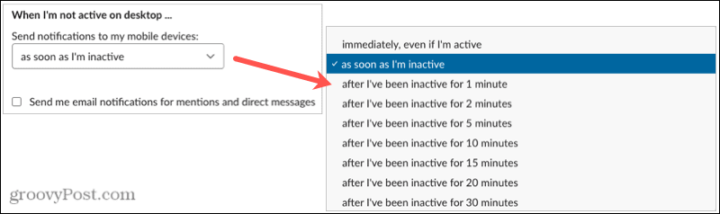 Notification Idle Timing no Slack Desktop