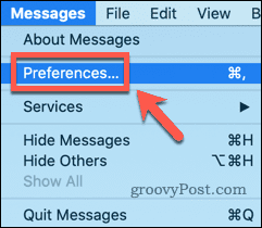 preferências de mensagens do mac