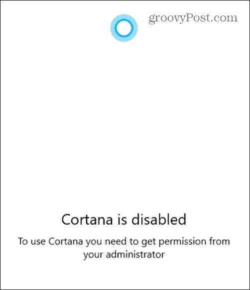 Cortana Desabilitada