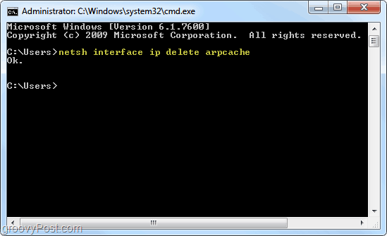cache arp no windows 7