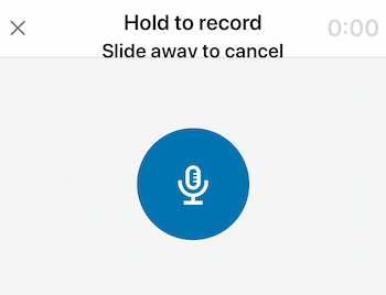 ícone de microfone para gravar mensagem de áudio do LinkedIn