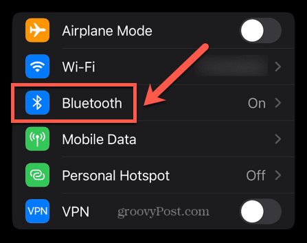 menu bluetooth iphone