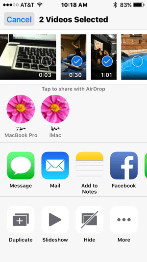 O AirDrop facilita a transferência de vídeos do iPhone para o Mac.