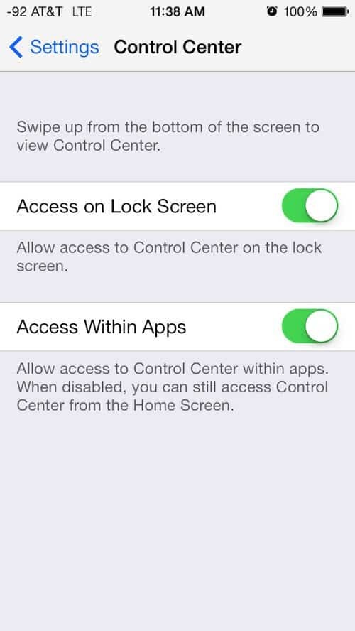 Como desativar o iOS 7 Control Center ao usar aplicativos