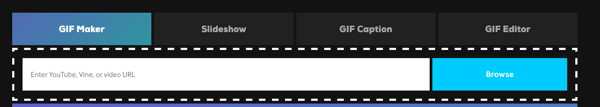 Para criar um GIF no Giphy, escolha GIF Maker ou Slideshow.