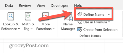 botão definir nome do excel