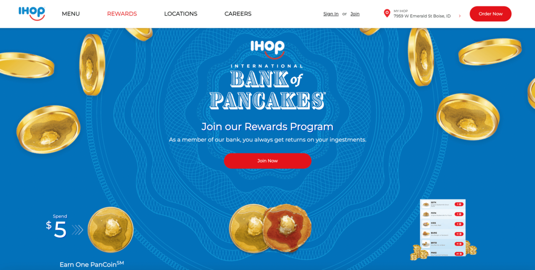 ihop-banco-de-panquecas-programa de fidelidade