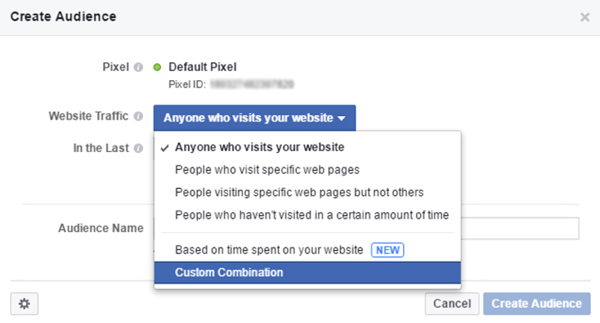 Crie um público personalizado do Facebook para direcionar anúncios a usuários móveis que visitaram seu site.